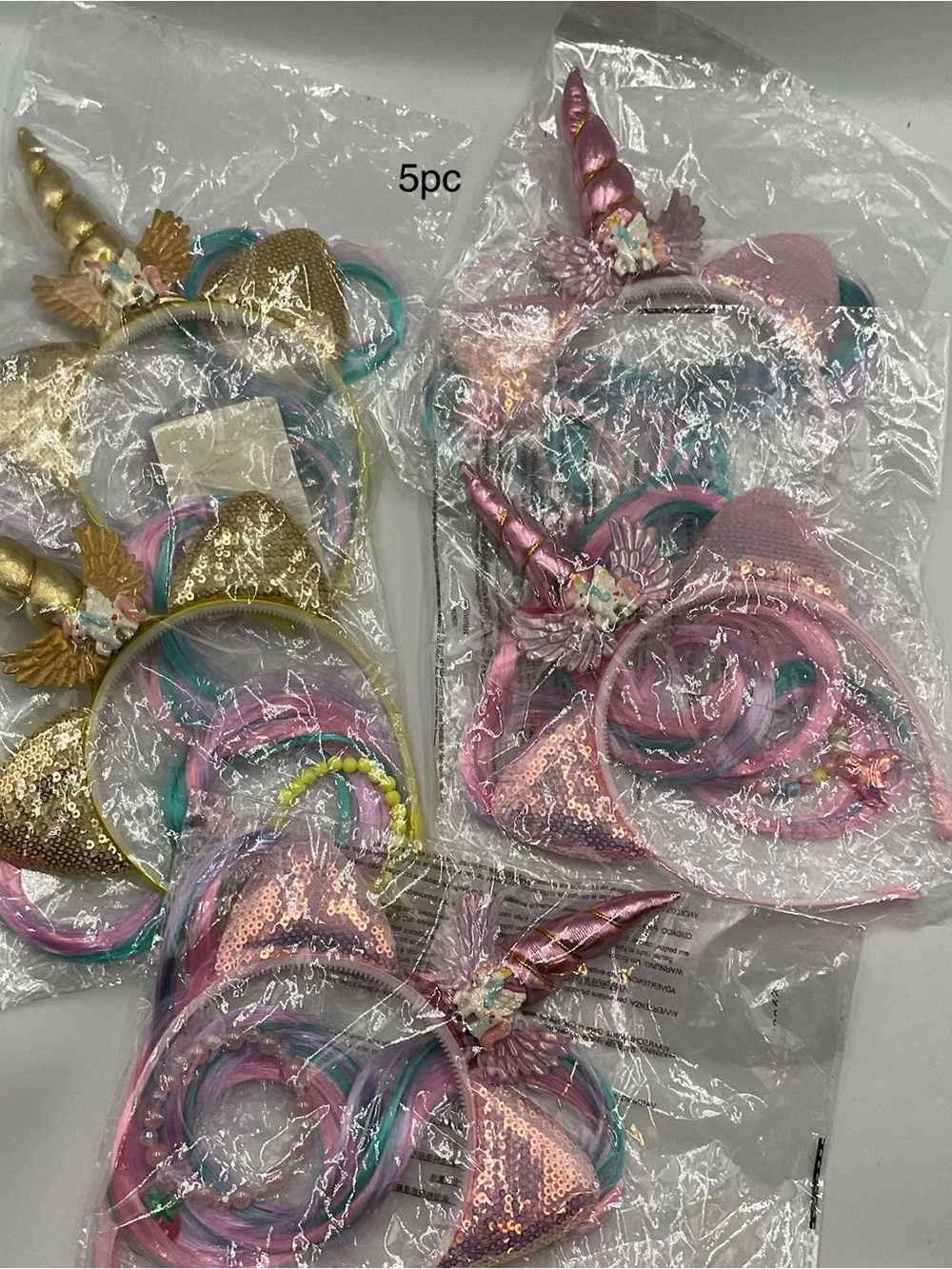 Unicorn Headband Party Set - Pink & Gold